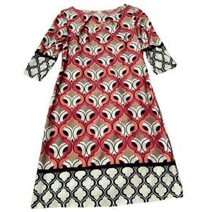 PerSeption Concepts Colorful Geometric Pattern Elbow Sleeve Shift‎ Dress …